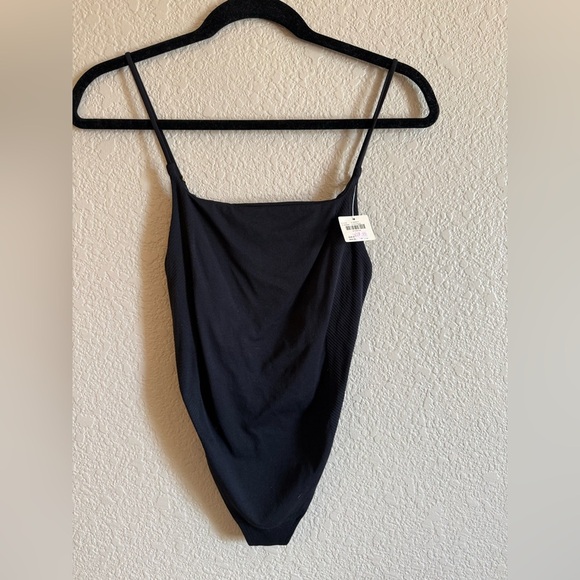 Anthropologie Tops - Anthropologie Black Renna Seamless Square neck Bodysuit NWT S/M